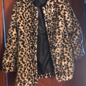Cheetah print faux fur coat